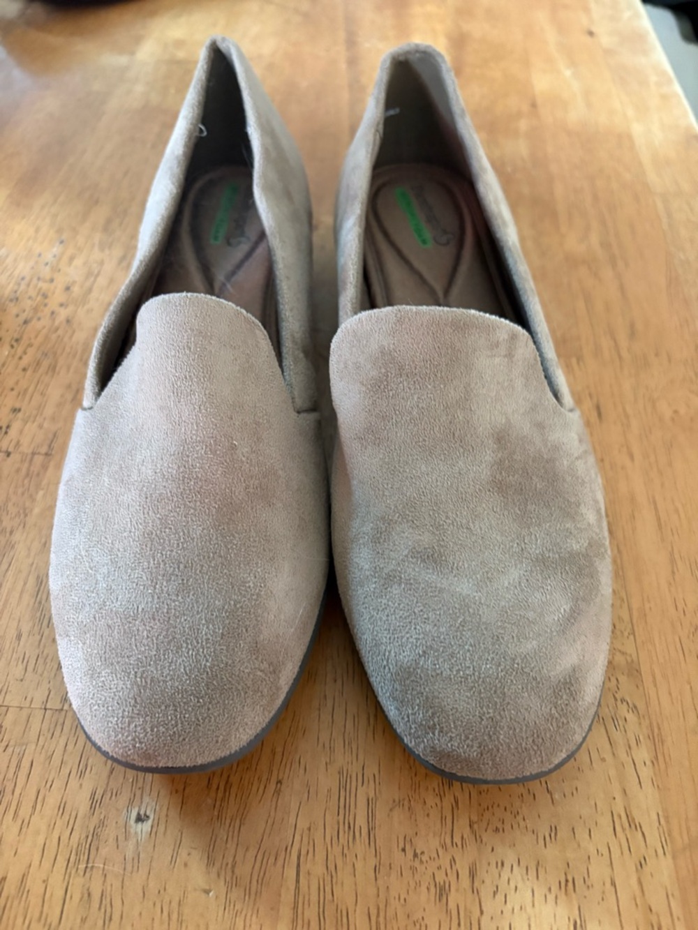 BareTraps Taupe Suede Slip-On Loafers